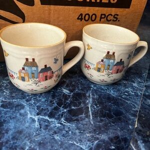 Vintage Cottage Heartland Mugs - Set of 2